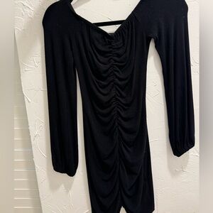 Black off the shoulder mini dress